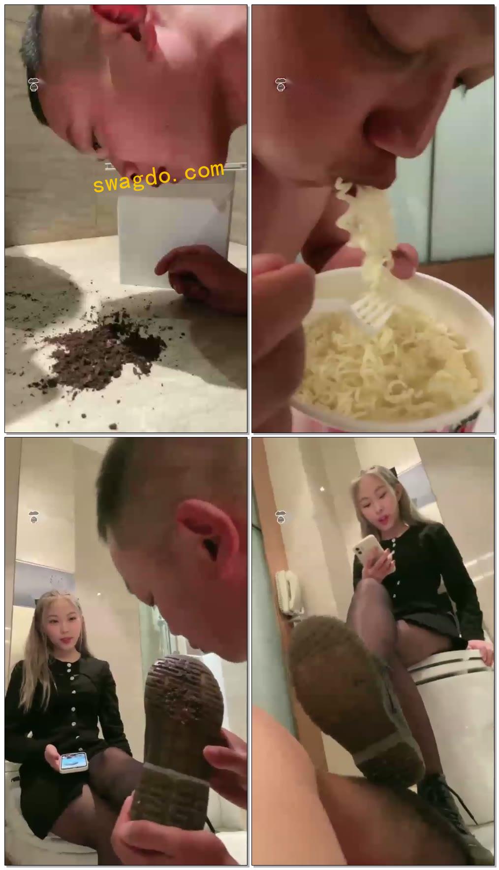 【菜小心S】厕纸喂食混合圣水泡面,踩踏喂食,黄金厕纸,羞辱接吻【42分钟】【高清】