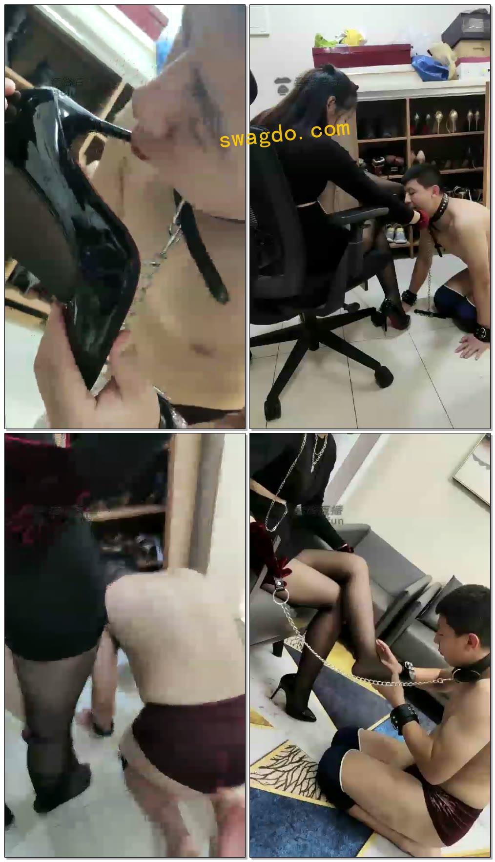 【涵涵11s】黑丝黑高调教小贱狗，骑马舔鞋揪耳朵【20分钟】【高清】