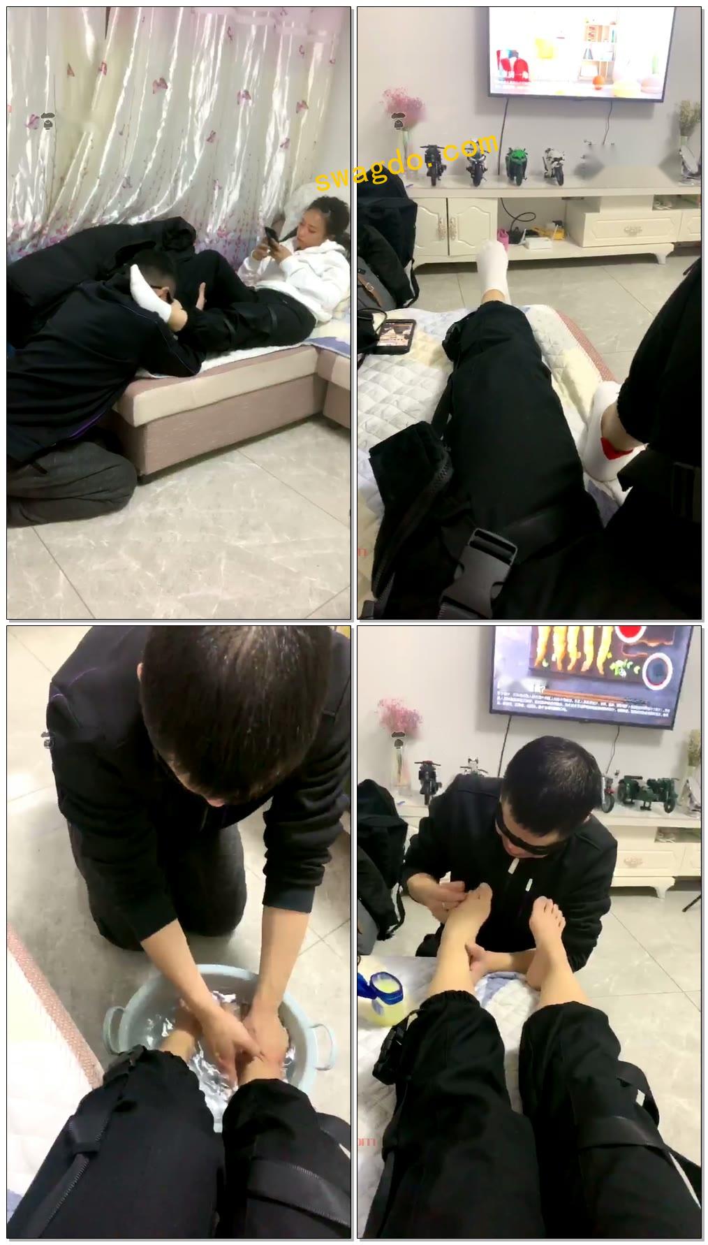 【文文文文】伺候燃一S,吸棉袜,舔洗脚水,舔脚深喉,捏脚【29分钟】【标清】
