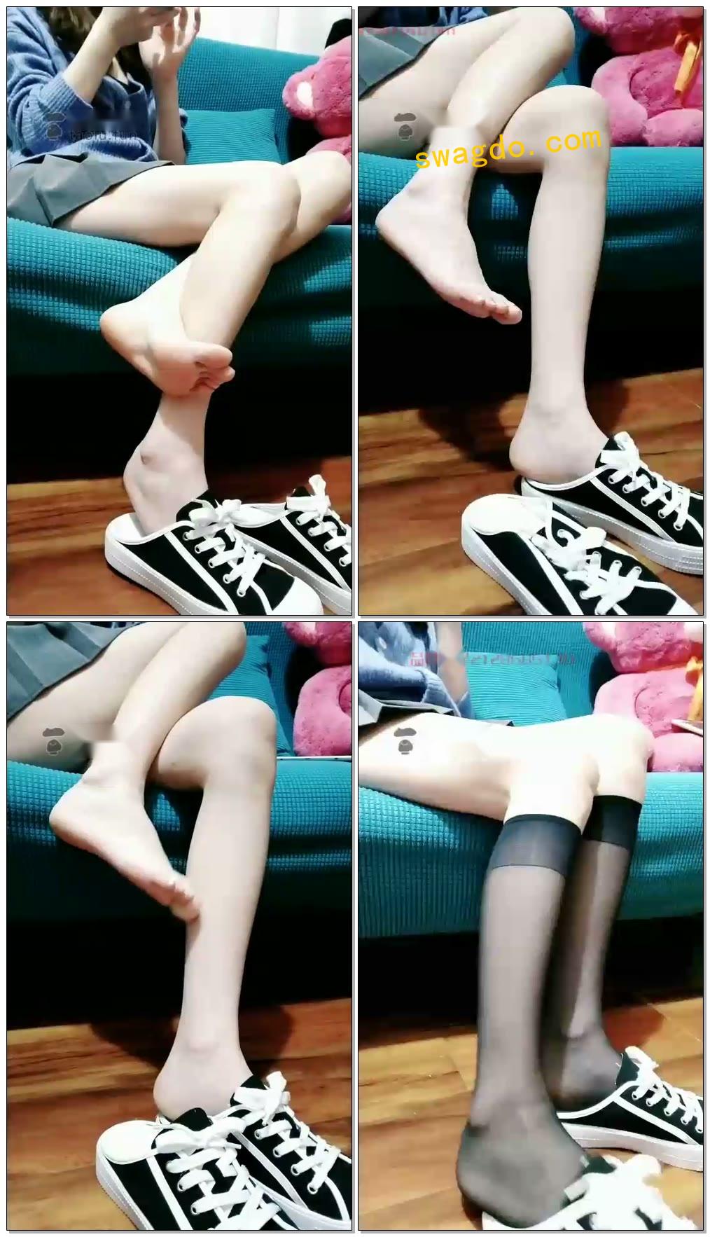 【晨希S】鞋底视角,黑丝袜,短丝袜,足控【108分钟】【标清】