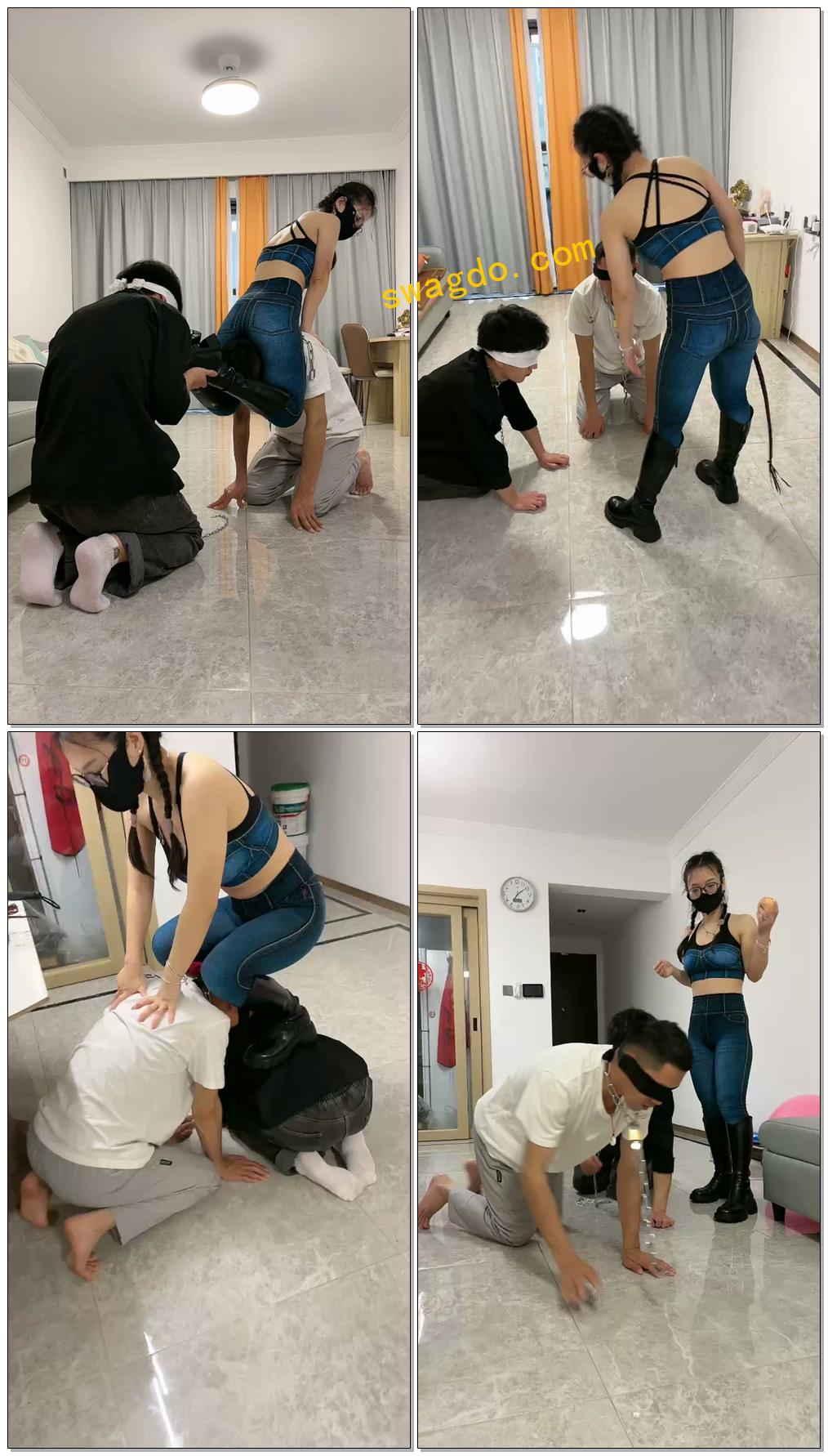 【薇薇】玩双狗坐头顶抽耳光【32分钟】