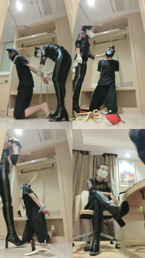【多多】吊绑衣柜袜子塞嘴刑虐-衣架夹虐乳/暴揍