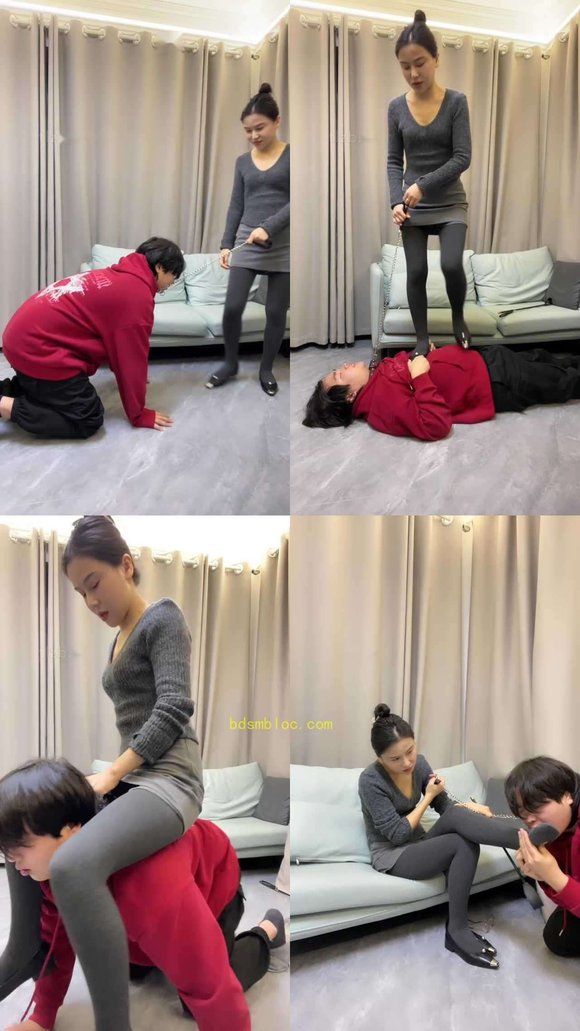 【素人挖掘机】拍子sp/狗链遛狗/胯下夹头/原味脚捂脸