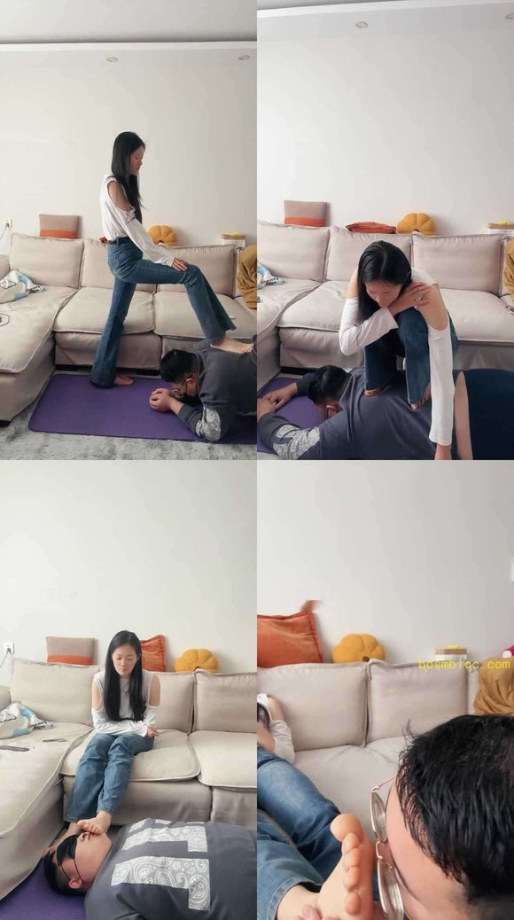 【埋汰】牛仔裤S玉足踩虐教练奴