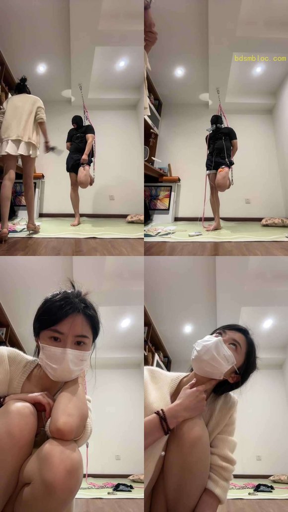 【周蜜】单脚吊缚/丝袜套头窒息/耳光/提档/电击