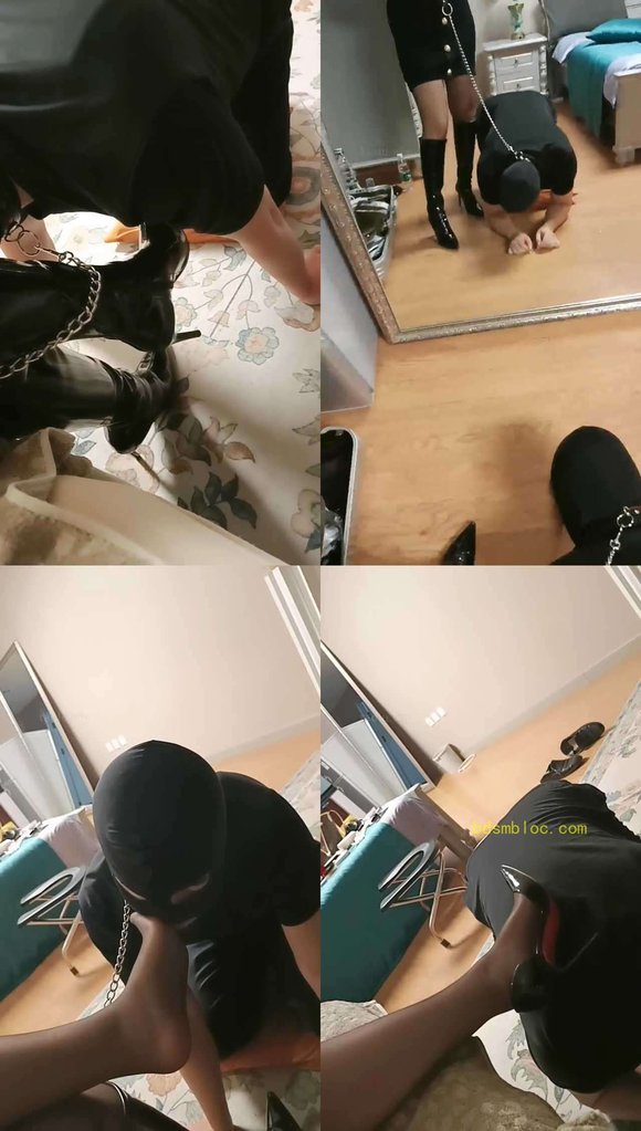 【颜华】镜前羞辱/长靴黑丝恋足舔