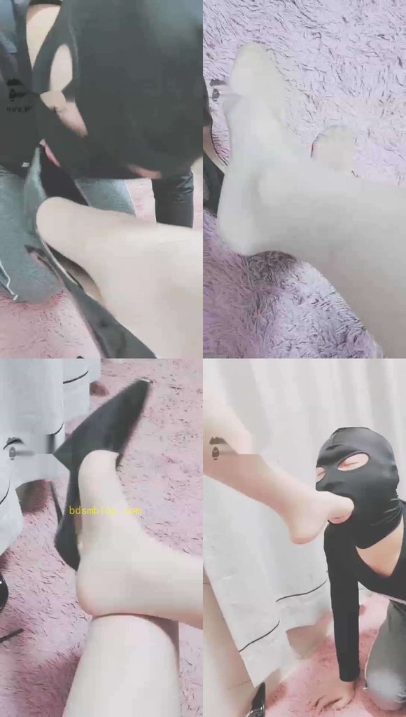 【灵竹】高跟丝袜下的贱狗，舔得真香