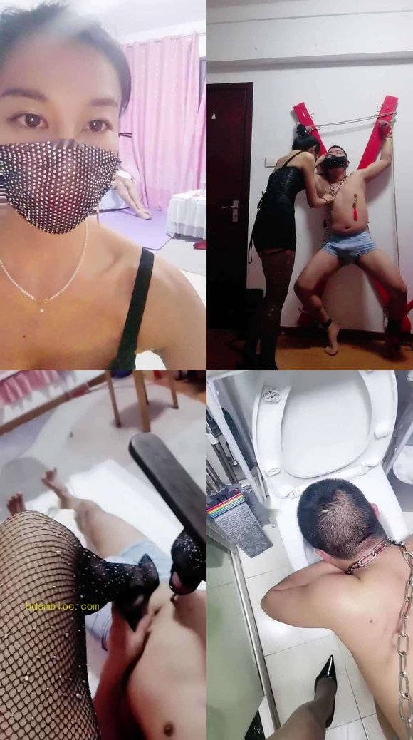 【佩偲】高跟网袜踩踏/刑架吊绑虐打/舔马桶