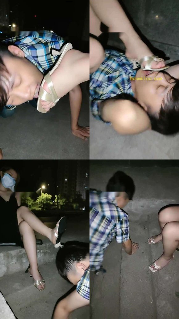 【楼遥】深夜户外公园遛狗-舔脏鞋底