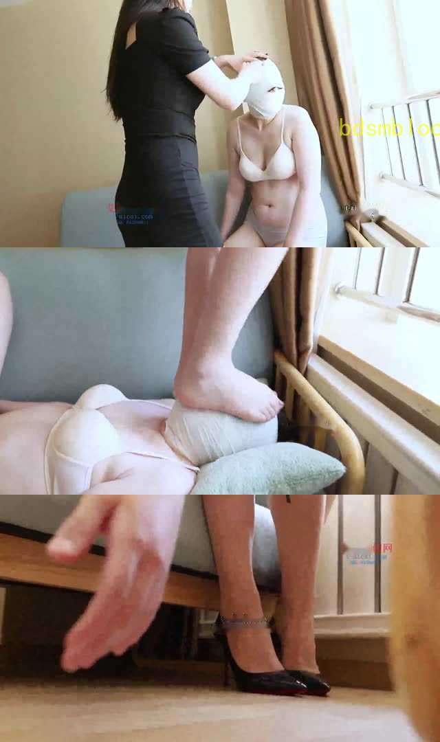 【冷凝】丝袜塞嘴 全体重跳踩女奴脸