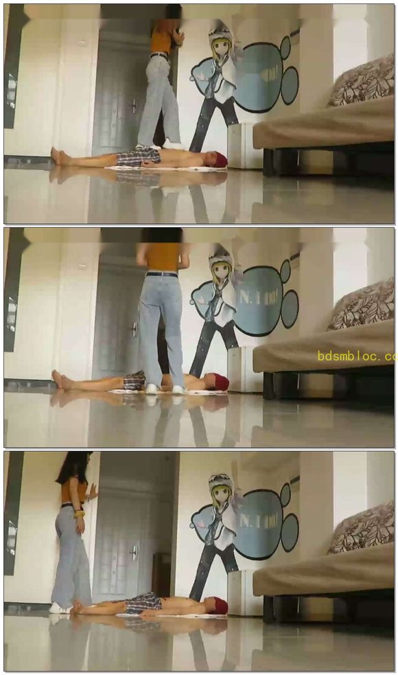 【画师女主】露脐装厚底鞋剁踩贱狗！