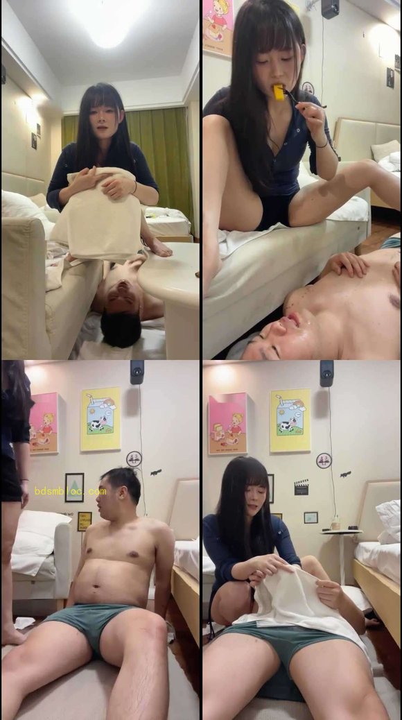【婉纱女王】赏赐胖虎咀嚼物黄金坐脸榨汁后喂精