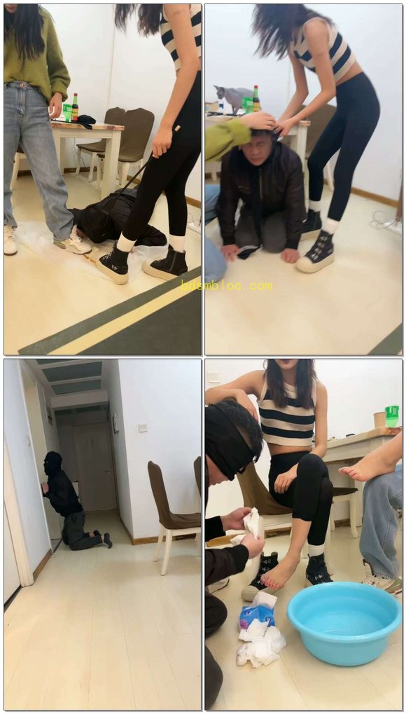 【Da猫】双s强制狗喝洗脚水圣水全身套丝袜暴踹狗头