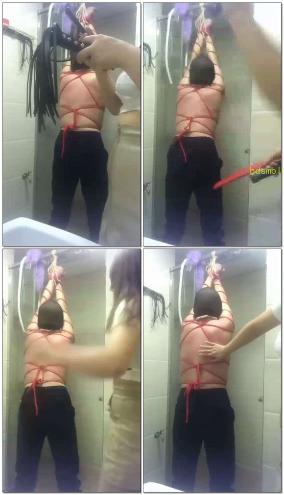【小爱老师S】把贱狗子吊在厕所暴打，SP，藤条，皮鞭狂抽