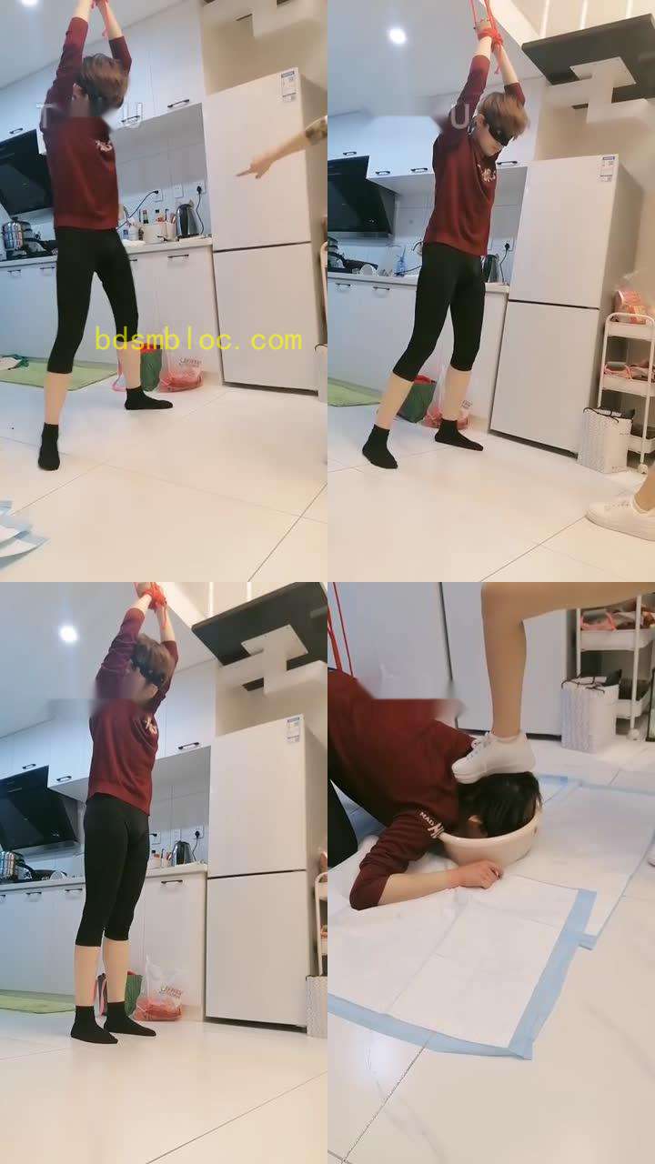 【傲柔】吊式捆绑提档踢肚子/头浸圣水盆窒息