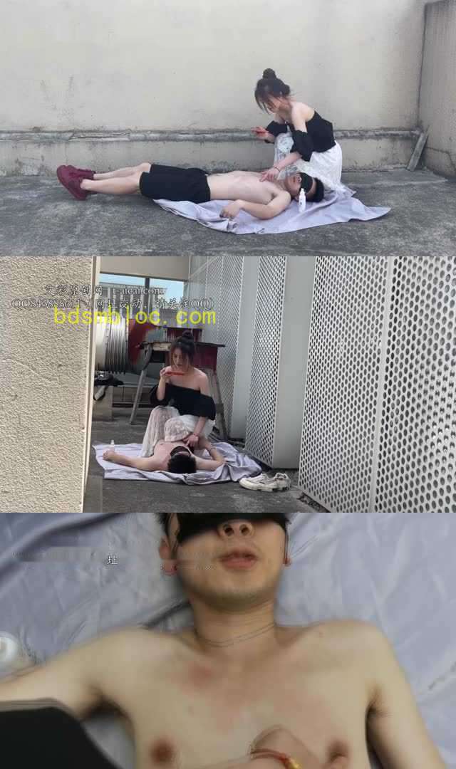 【黑丝诱惑】【晓俞】素人篇：大二学生晓俞阳台室外舔脏鞋耳光虐乳