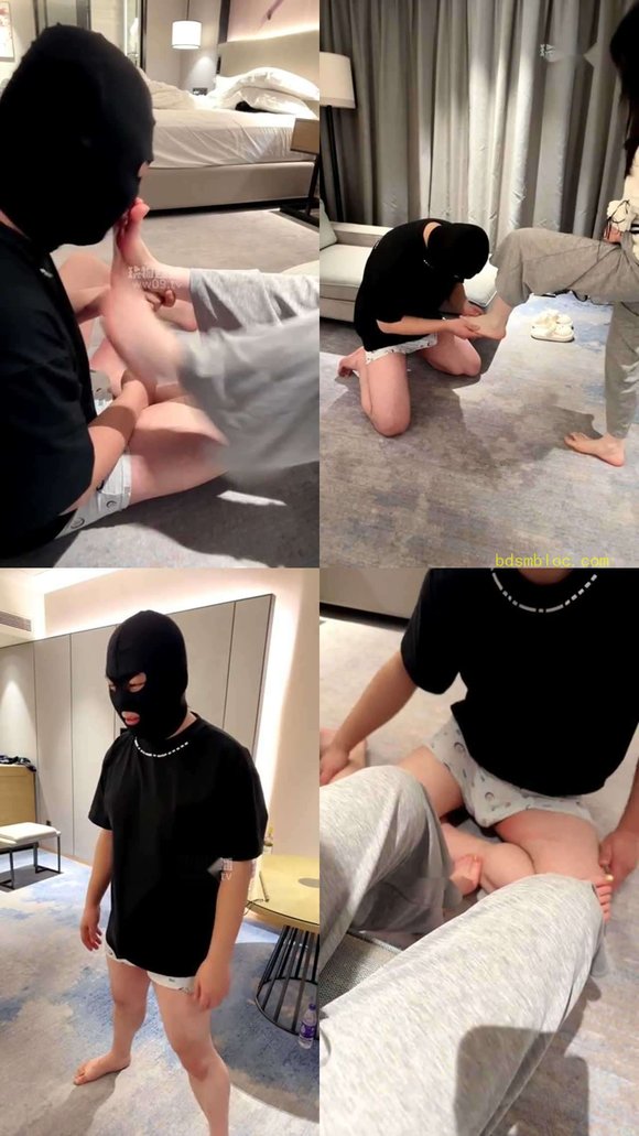 【糖糖zhi】调教 裸足舔脚深喉 暴力踢裆狠踹头玩