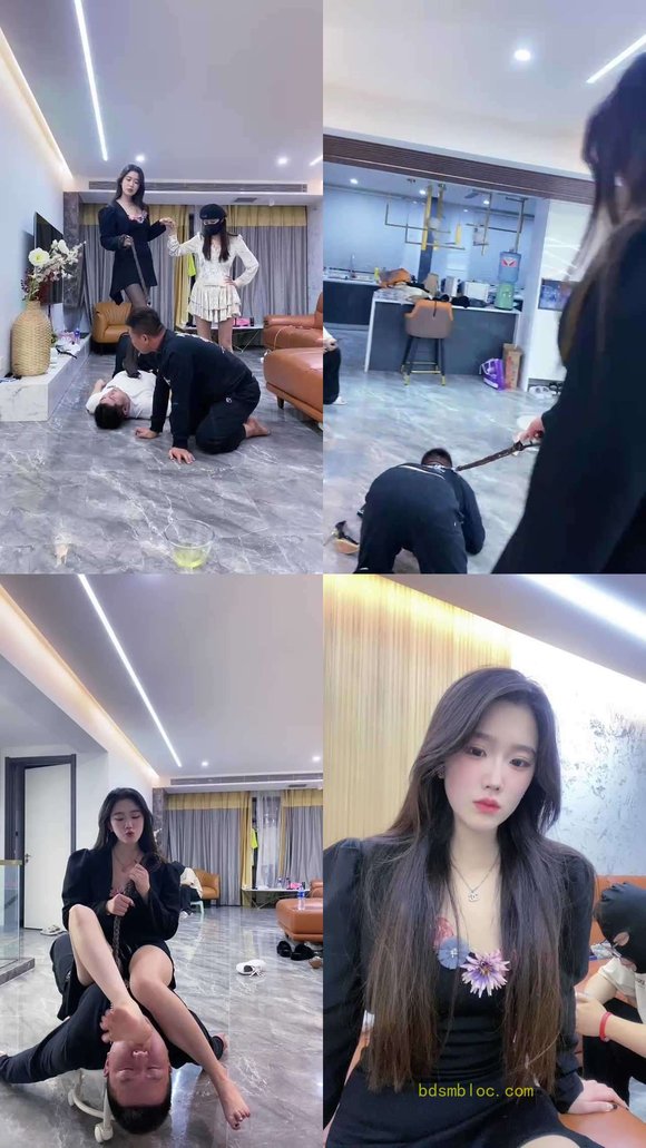 【麋鹿银儿】双S虐双奴-踩踏/强制圣水/踢踹/狗链拴狗/耳光骑马
