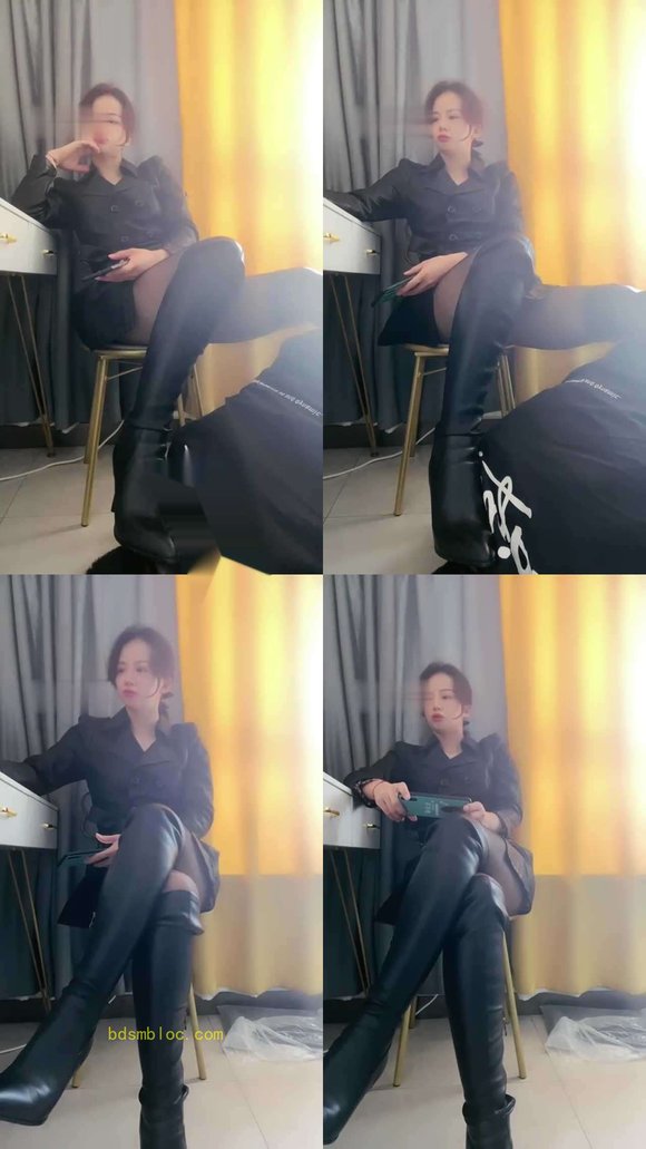 【冷颜】长靴黑丝把狗当脚垫