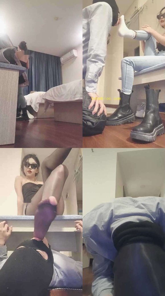 【绝美兔】靴子捂了一天的白袜脚气味辱