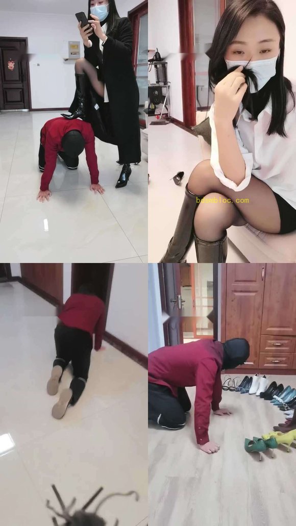 【凌儿女神】长靴黑丝S骑马胯下辱/舔多双脏鞋
