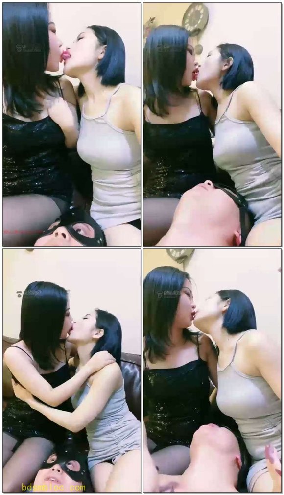 【冷菱S】拉拉女同舌吻混合口水给IT男吃
