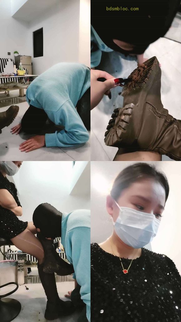 【芮兮夫妻】舌头鞋刷/靴子黑丝脚插嘴
