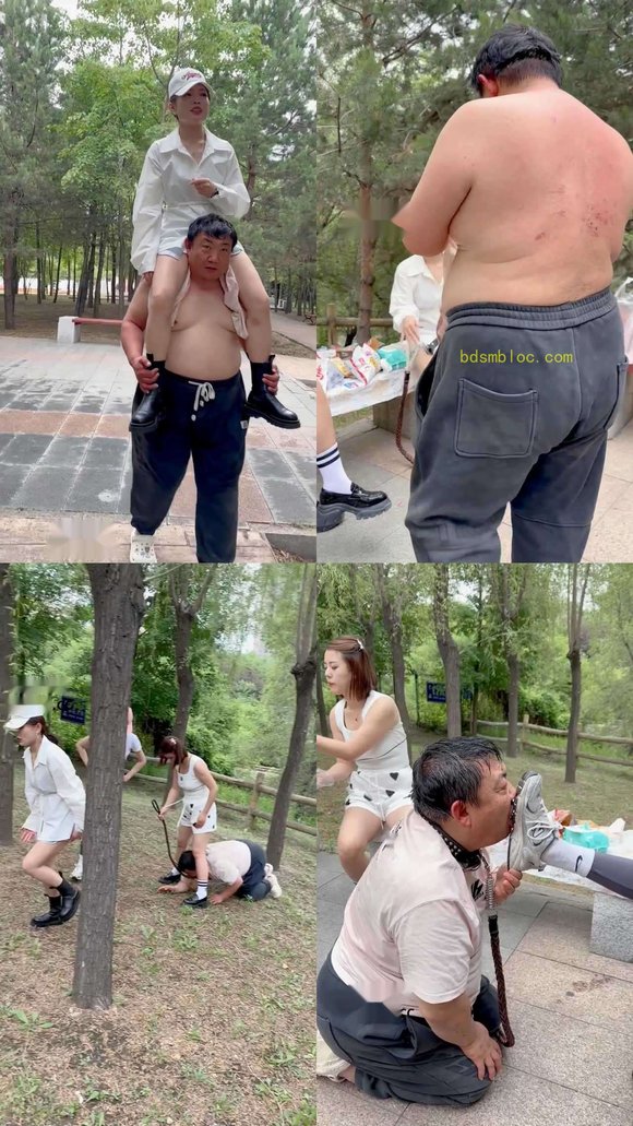 【美娜格格s】和闺蜜户外调教狗奴骑马舔脏鞋