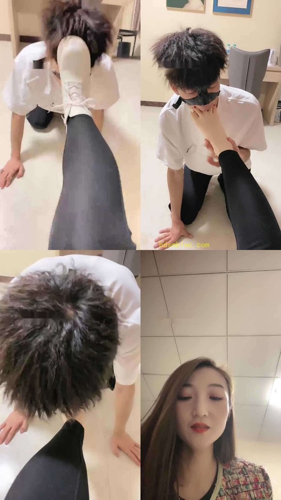 【魅儿】奶狗跪舔短靴臭粉棉袜裸足