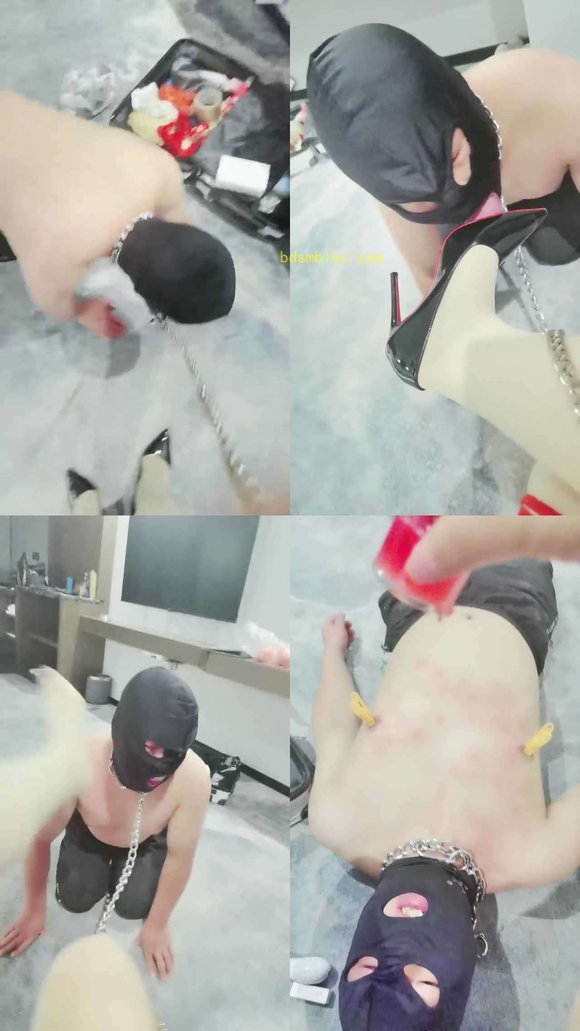 【艳奶奶】狗链遛狗/舔脏鞋肉丝脚/虐乳鞋跟插嘴/滴蜡
