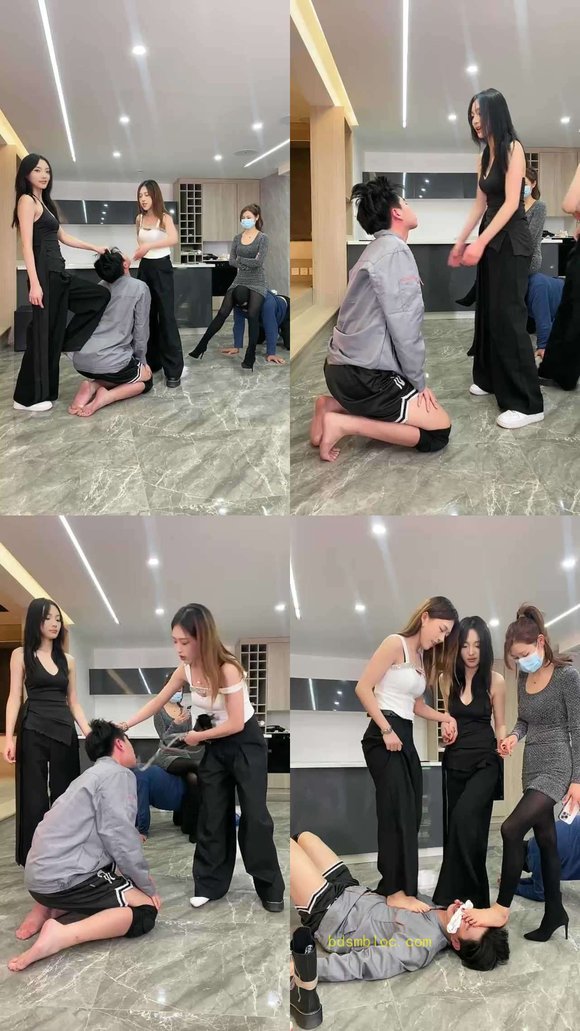 【麋鹿银儿】3女S天花板耳光踢头