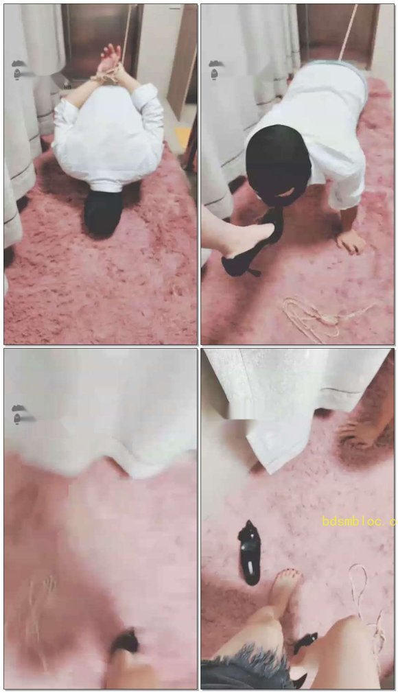 【灵竹】调教房地产业务员，业务员双手和Jb被主人给绑住