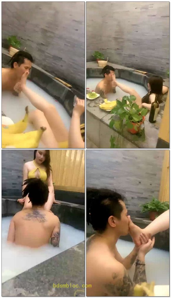【三三】牛奶浴调教，喂食坐脸