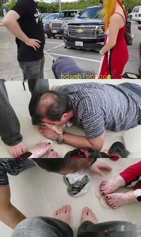 【欧美女王】瑞典情侣主大街上公开调教男奴!先闻男主臭袜子才允许闻女主美脚!
