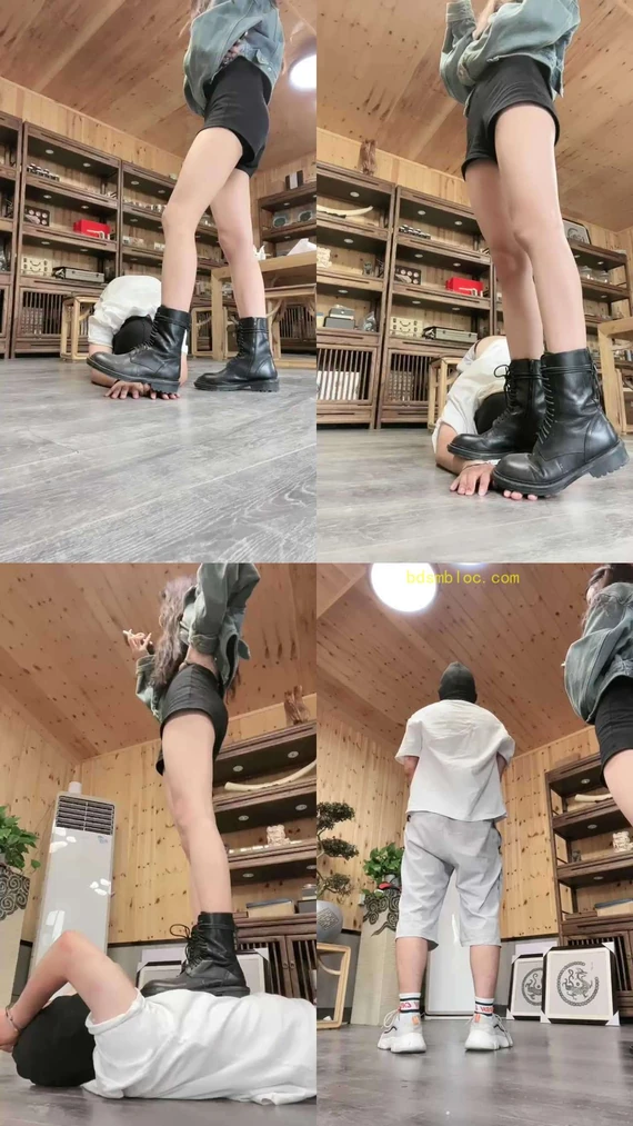 【沅芷】马丁靴踩碾狗爪/全体重踩踏/手铐绑手舔脏靴底