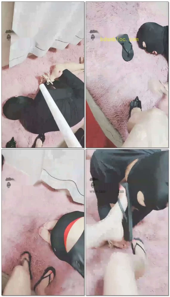 【灵竹】奴隶被主人爆发，鞭子，棍子，人字拖打，被爆发的很惨