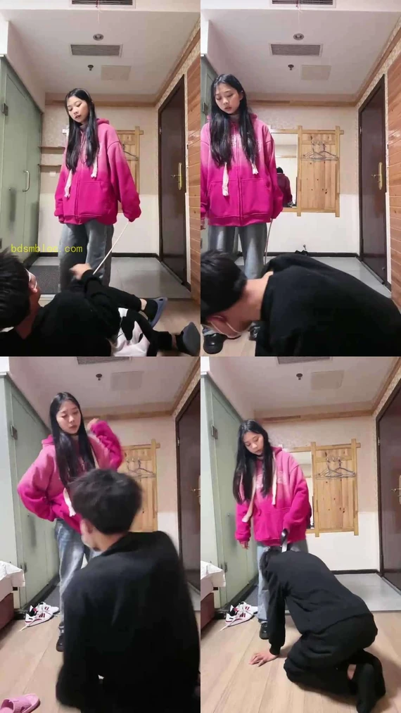 【小妍S】拖鞋抽狗脸/藤条暴抽/强制舔脏靴底/踩