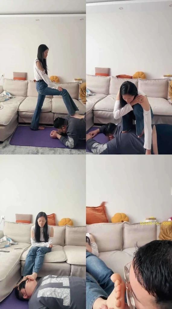 【埋汰】牛仔裤S玉足踩虐教练奴