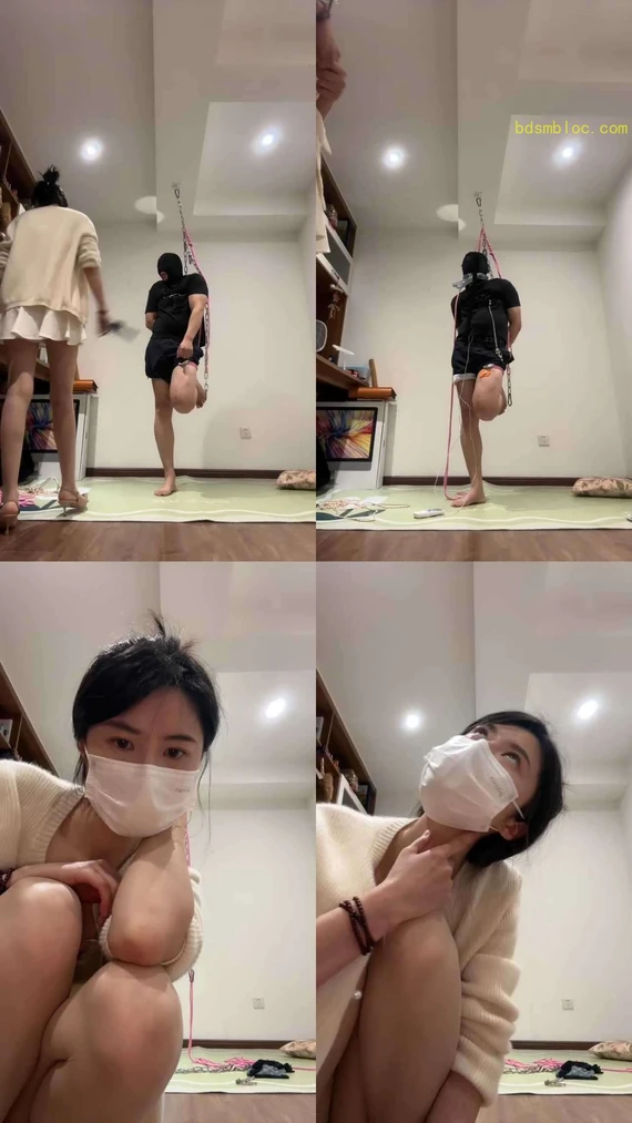 【周蜜】单脚吊缚/丝袜套头窒息/耳光/提档/电击