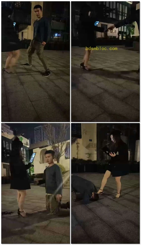 【第一帅男神】首次露脸极品美女小橙户外调教，搭讪成功奖励舔脚，搭讪失败耳光口水