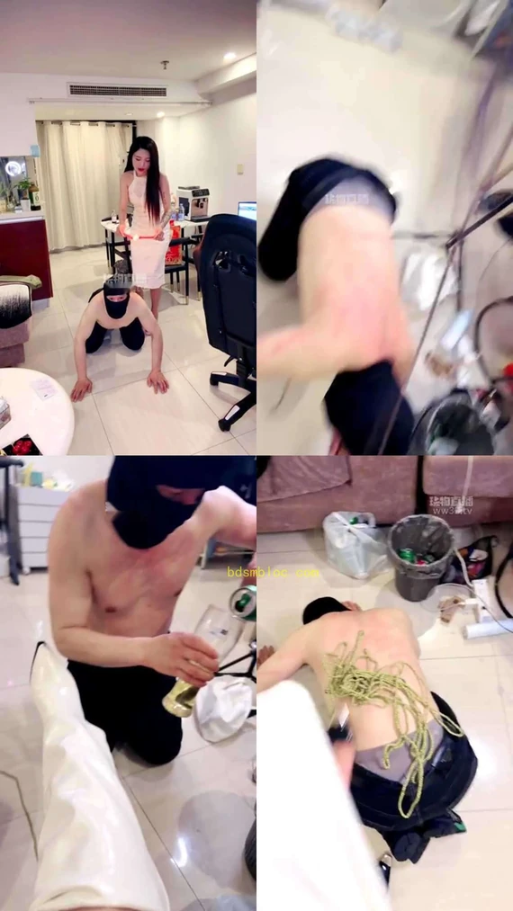 【DAI女王】老狗伺候不到位 超严厉狠毒鞭打 暴打耳光 鞋跟虐乳训调