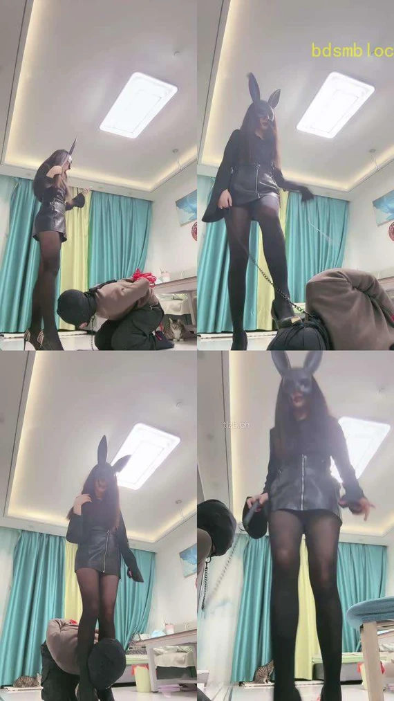 【月影儿】兔女郎S-反绑-碾压踩狗头/数据线鞭打/美腿夹头/脚喂食