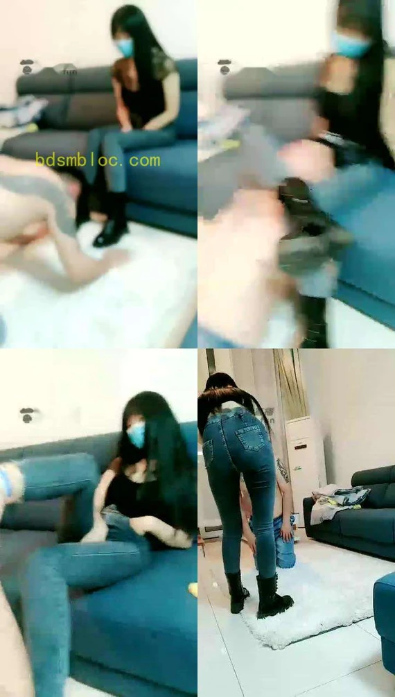 【哆啦M】素人模特调我舔脚钻胯，极品身材牛仔裤，太美了