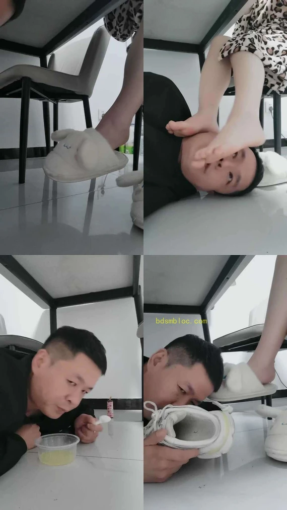 【文文文文】桌底视角-狗舌清理脏鞋/脚下喂食