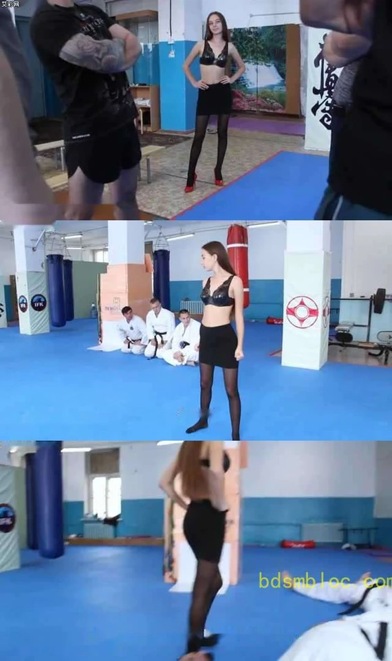 【欧美女王】黑丝女踢馆团灭4个壮汉!打得屁滚尿流满地打滚!当狗在地上爬