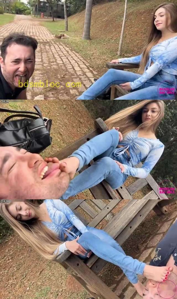 【欧美女王】BBG-在公园里给比自己年龄小很多的美女下跪舔脏脚被当擦脚布使用