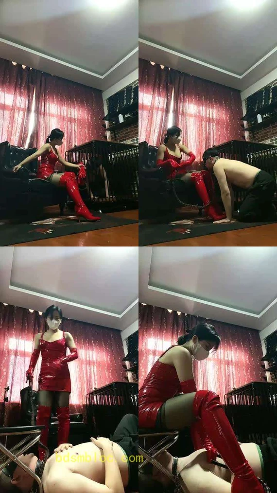 【冷颜】囚禁狗笼/抽耳光/红长靴虐/揪耳朵/虐乳