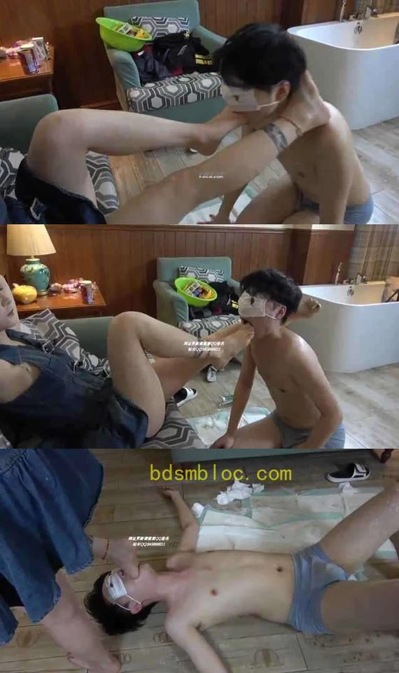 【领主老大】高强度的脚深喉 长时间残忍深喉致下巴抽搐