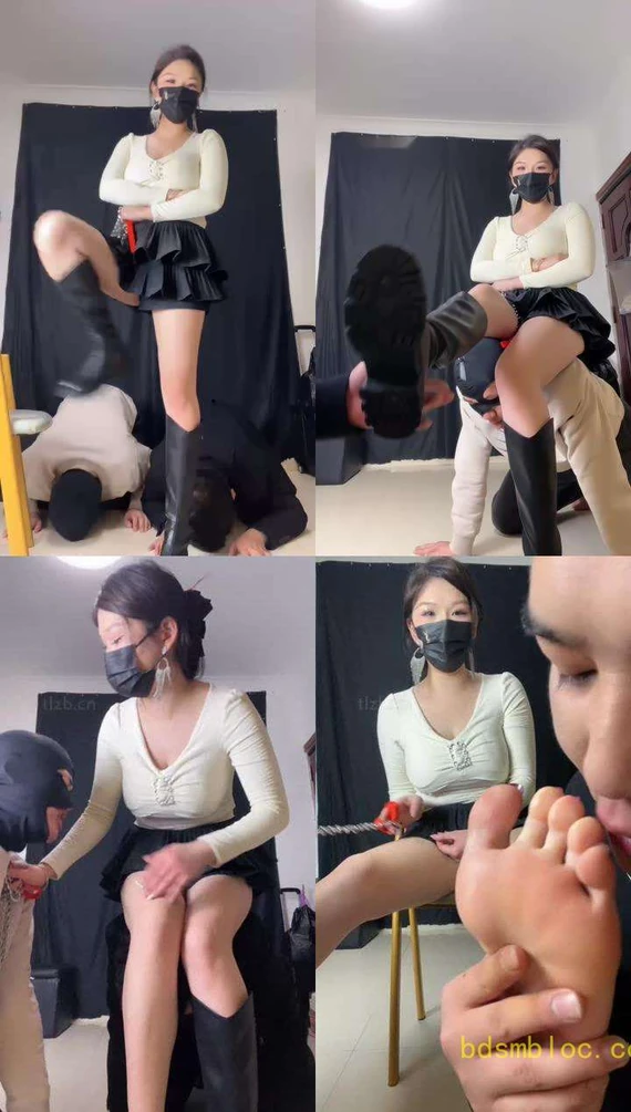 【甜心教主】双M-轮流骑马转胯/长靴踩踏/耳光揪耳朵/闻丝袜脚