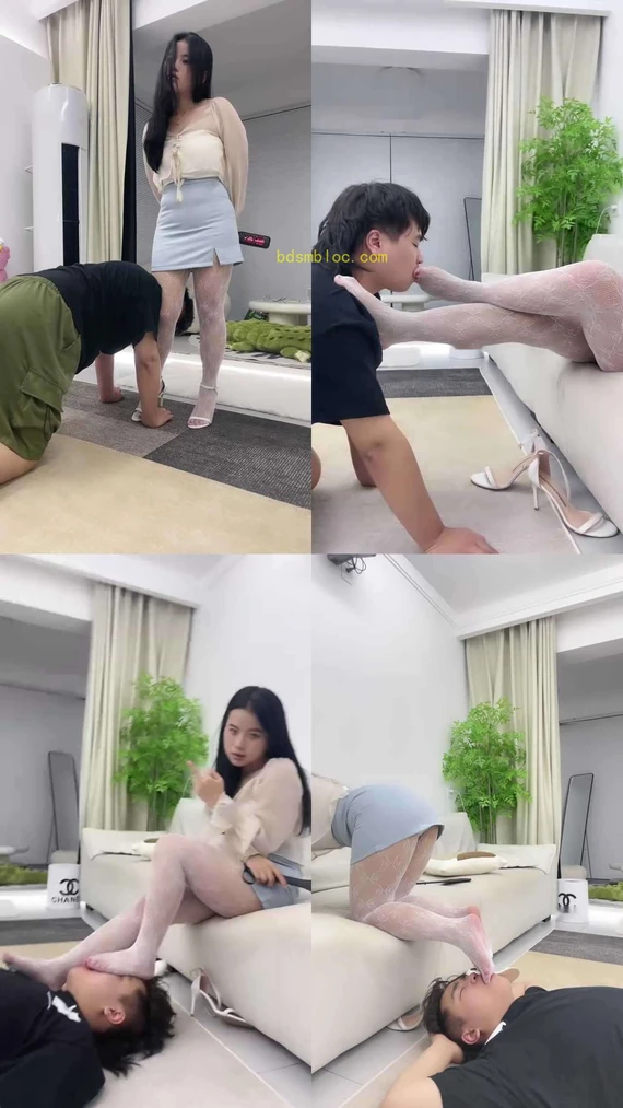 【伊诺】白色网袜诱惑抖M做狗